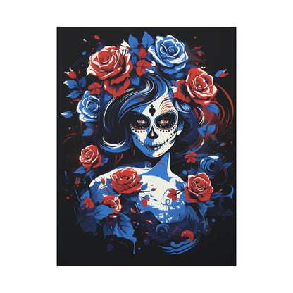 Stretched Canvas Art Print, Colorful Floral Skull Design, Wall Decor for Home, Dia de los Muertos, Gothic Vibe, Unique Gift, Art Lovers - VYBE Shop
