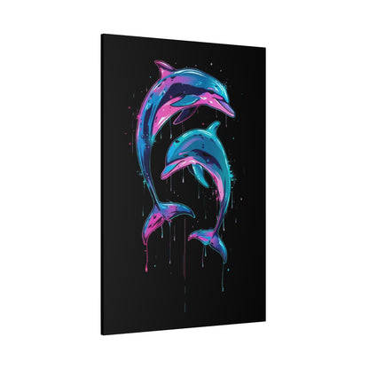 Neon Dolphin Design, Framed Canvas - VYBE Shop