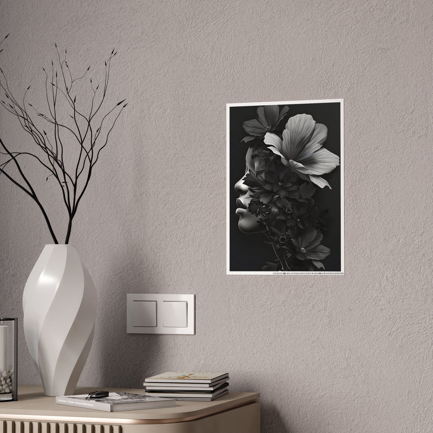 AfroArt Elegant Floral Wall Art Print, Black and White Gloss Poster - VYBE Shop