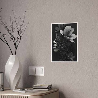 AfroArt Elegant Floral Wall Art Print, Black and White Gloss Poster - VYBE Shop