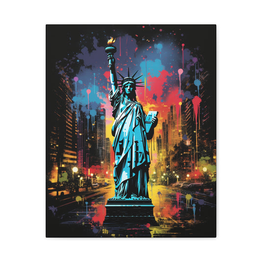 Colorful Liberty Canvas Wall Art, New York City Decor, Gift for Patriot, Home Office Wall Art, Vibrant Modern Artwork - VYBE Shop