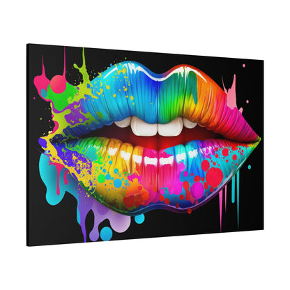 Neon Lip Art Canvas Wall Decor, Vibrant Lips Art, Pop Art Canvas, Home Decor, Gift for Art Lovers, Colorful Wall Art - VYBE Shop