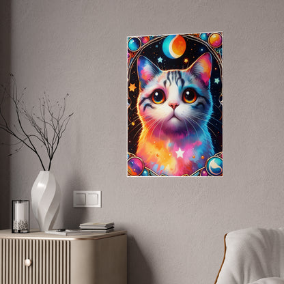 Cosmic Kitty Poster - Whimsical Cosmic Cat Gloss Wall Art - VYBE Shop