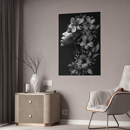 AfroArt Floral Portrait Poster - Elegant Floral Portrait Gloss Wall Art Print - VYBE Shop