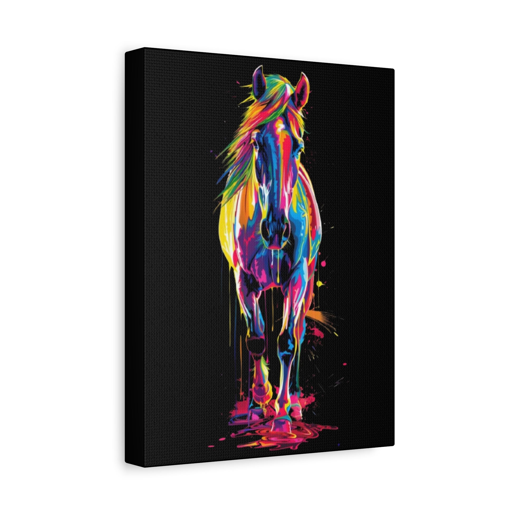 Neon Horse Canvas Art Print, Colorful Wall Decor for Animal Lovers, Horse Lover Gift, Equine Home Decor, Art for Kids Room - VYBE Shop