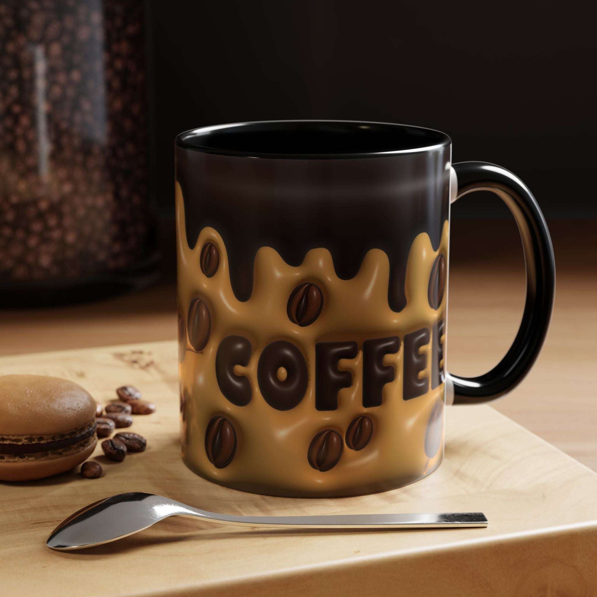 Coffee Lover's Accent Mug - Inflated 3D Design. 11oz or 15oz - VYBE
