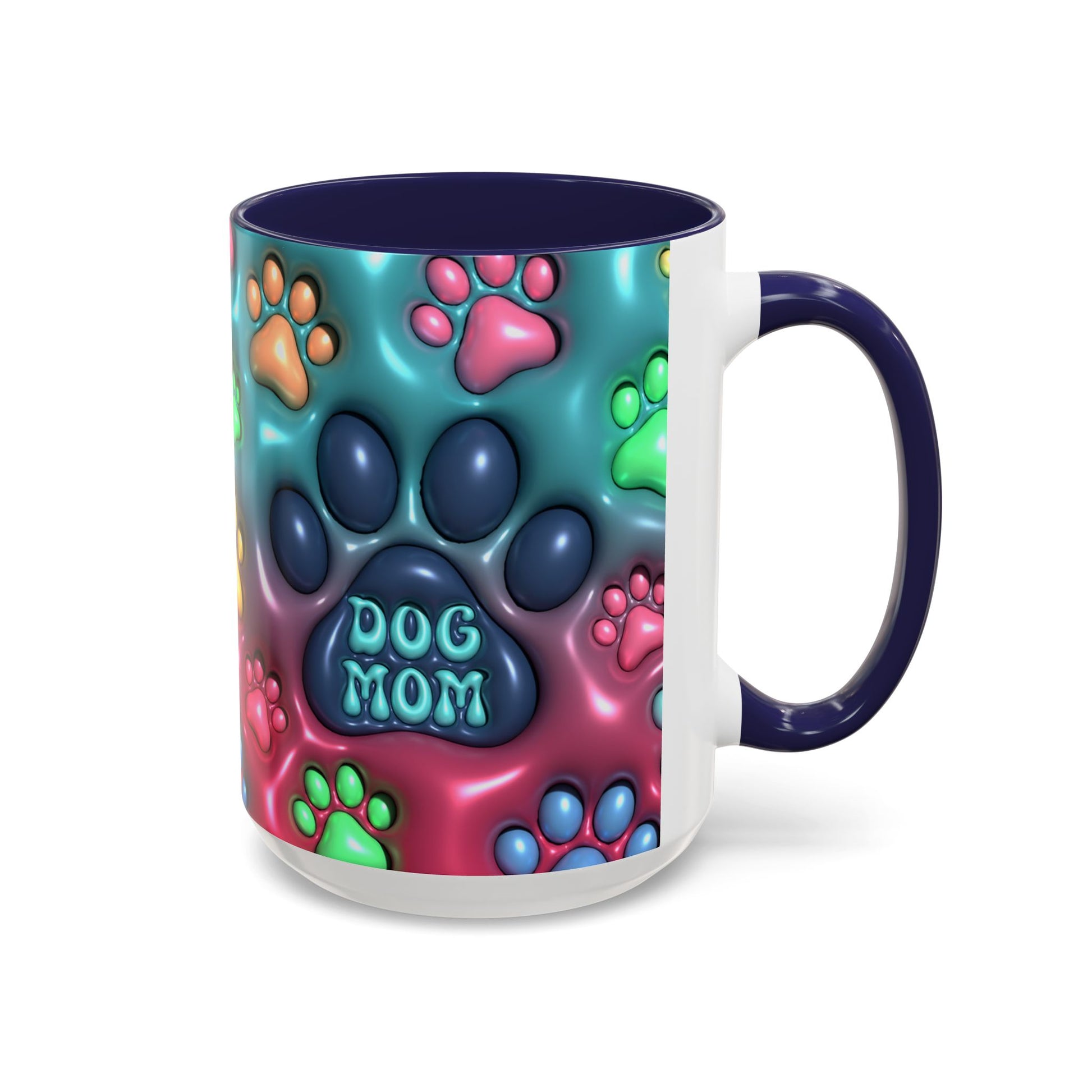 Colorful Dog Mom Coffee Mug, Inflated 3d Design, 11Oz or 15Oz - VYBE