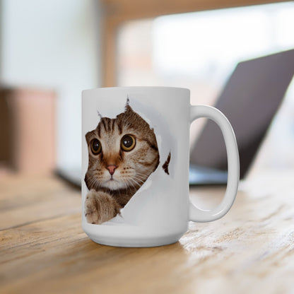 Cute Cat Ceramic Mug | Peek-a-Boo Design | Adorable Gifts for Cat Lovers | 11oz & 15oz Options - VYBE Shop