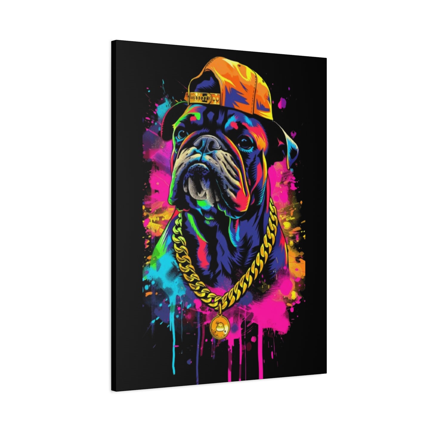 Vibrant Dog In Chain Canvas Print - VYBE Shop