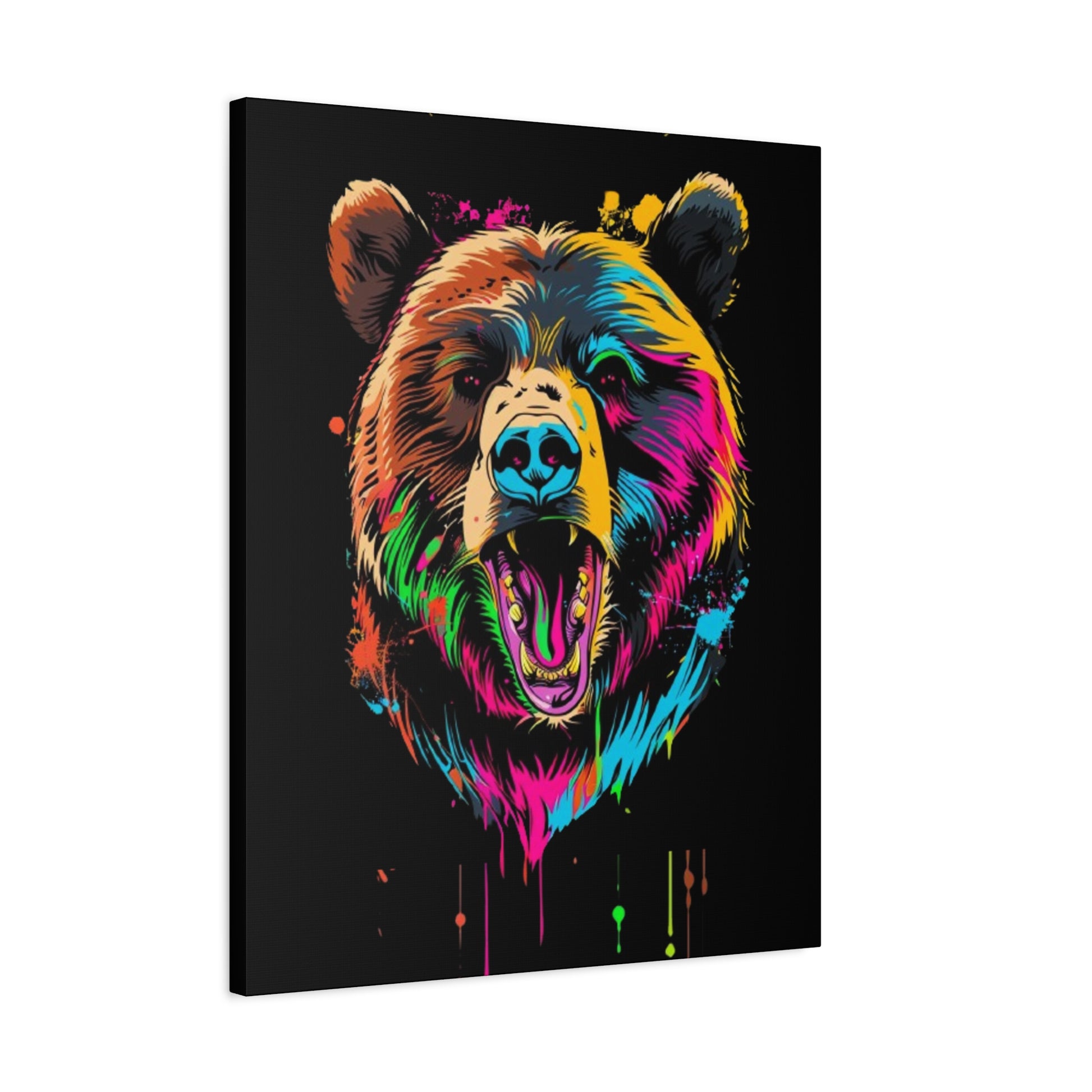 Neon Bear Canvas Art, Colorful Animal Wall Decor, Wildlife Gift, Modern Home Accent, Unique Artwork for Nature Lovers - VYBE Shop