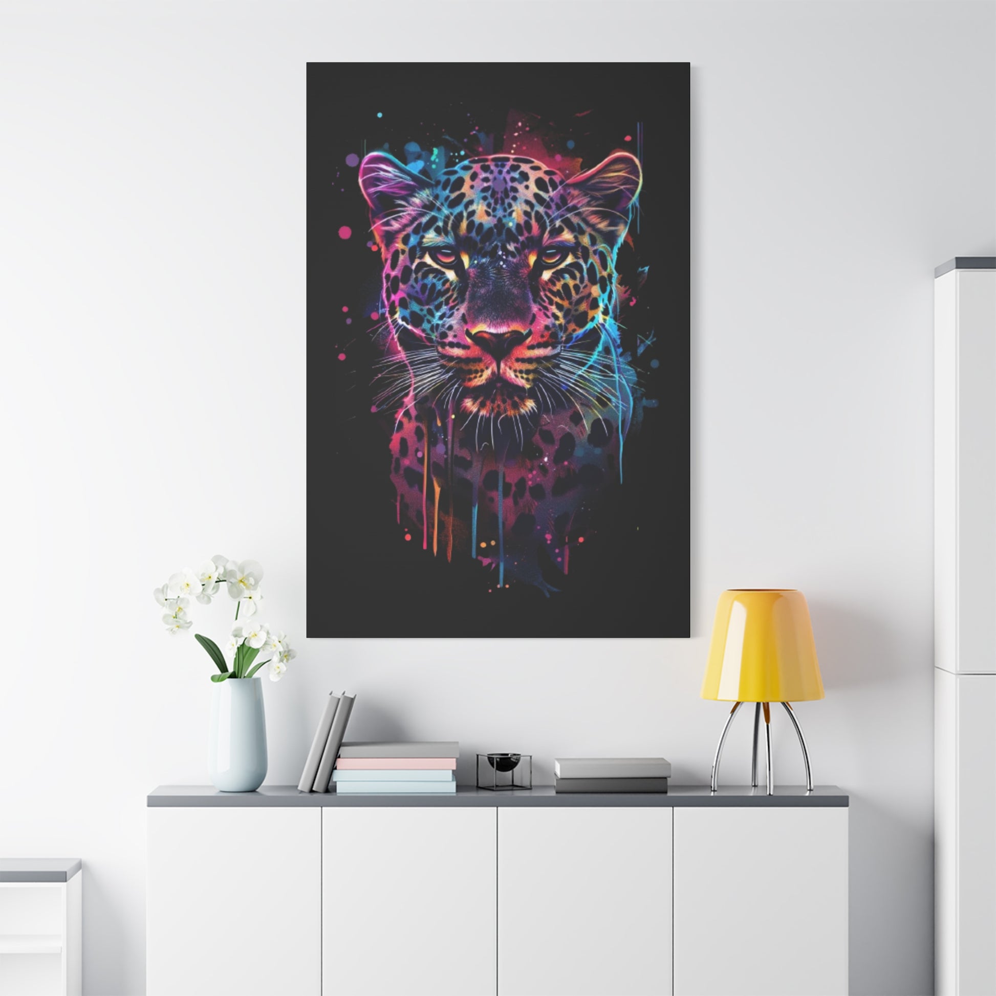 Colorful Leopard Canvas Wall Art, Home Decor, Animal Lovers Gift, Vibrant Artwork, Living Room Decoration, Unique Art Piece - VYBE Shop