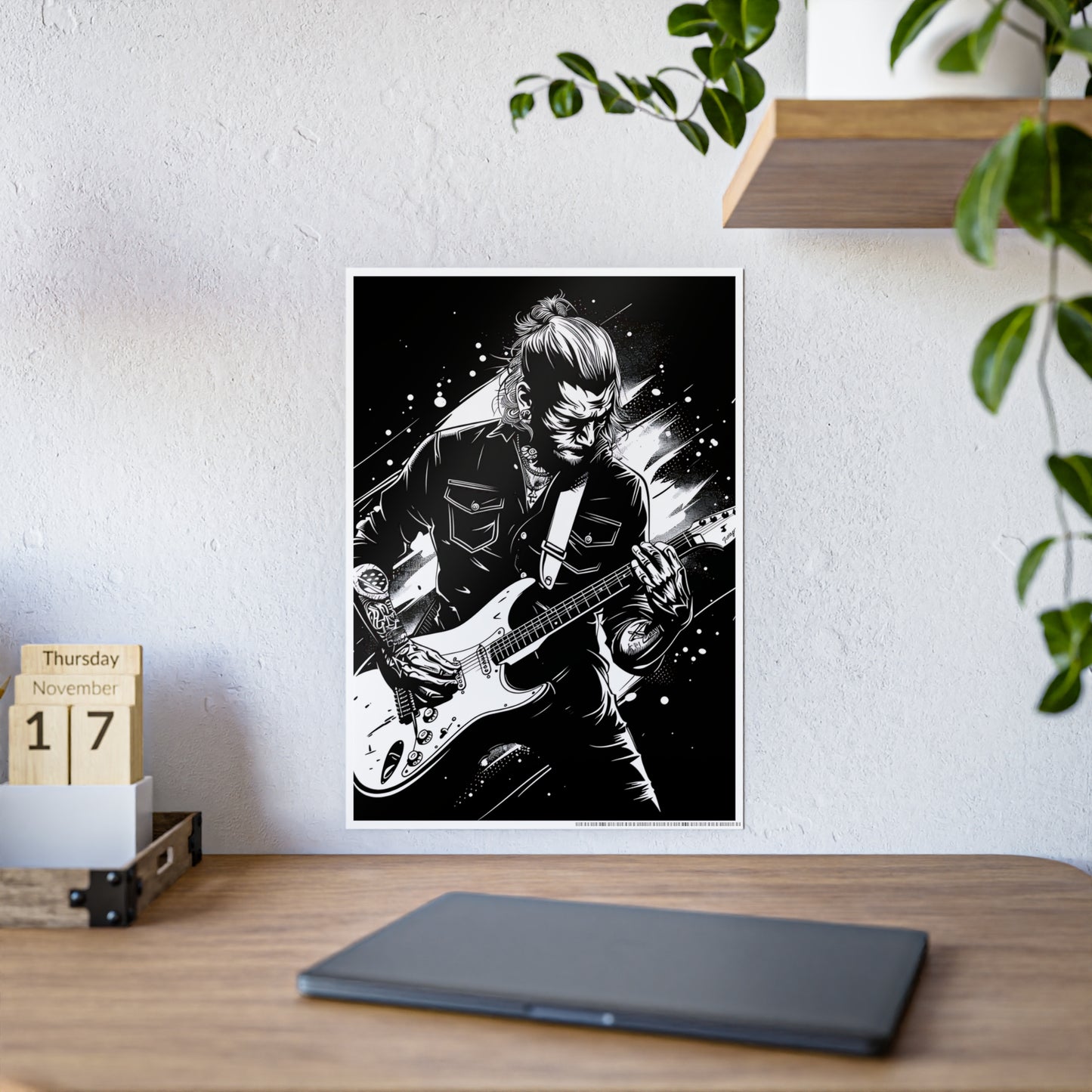 Rock Rockstar Gloss Poster - Rock Music Wall Art Décor, Black and White Art Print for Musicians, Aesthetic Living Room Gift - VYBE Shop