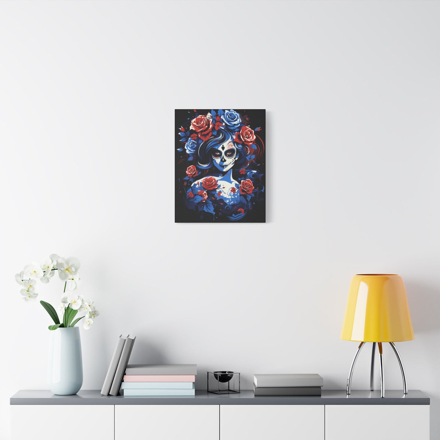 Stretched Canvas Art Print, Colorful Floral Skull Design, Wall Decor for Home, Dia de los Muertos, Gothic Vibe, Unique Gift, Art Lovers - VYBE Shop