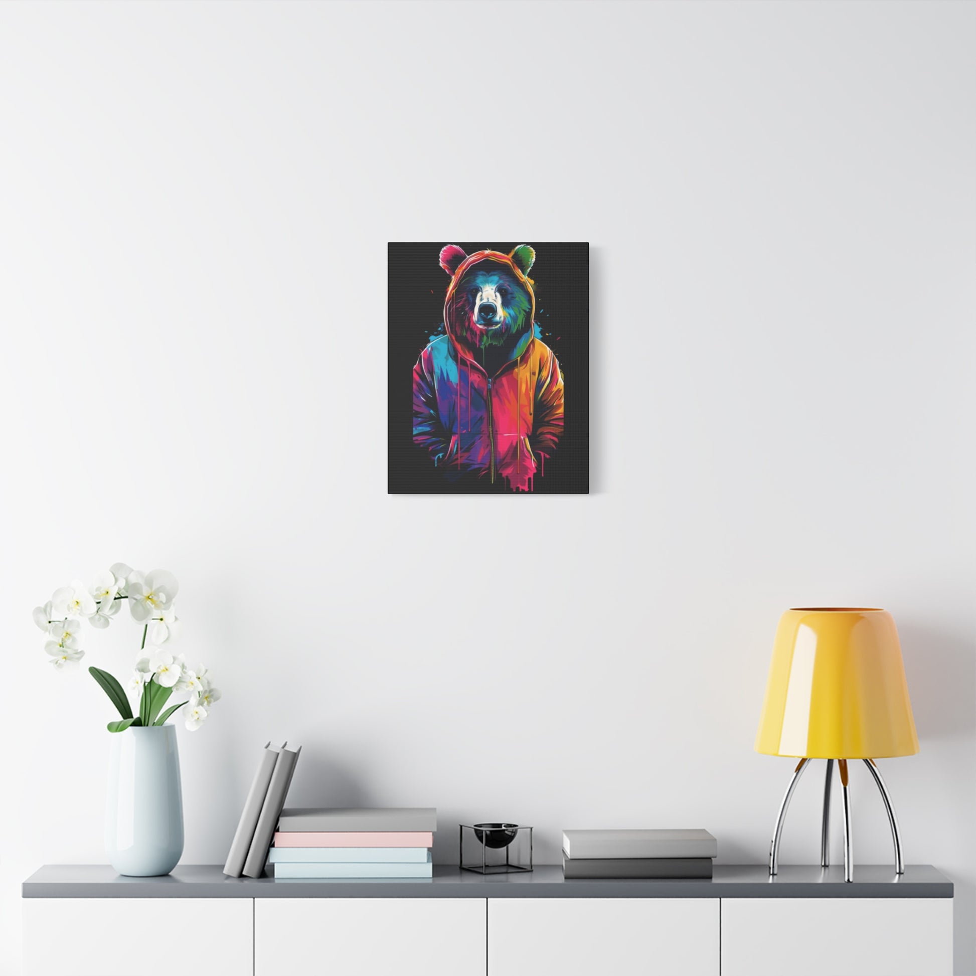 Vibrant Bear Canvas Art, Colorful Wall Decor, Modern Animal Painting, Home Aesthetic, Unique Gift Idea, Wildlife Lover Decor - VYBE Shop