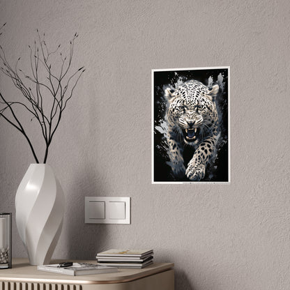 Leopard Wall Art - Fierce Leopard Gloss Poster, Animal Home Decor, Gift for Cat Lovers, Wildlife Room Decoration, Modern Art - VYBE Shop
