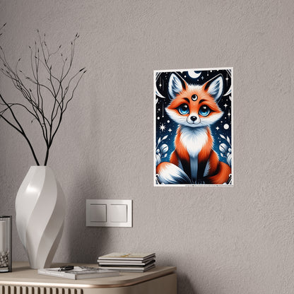 Glossy Fox Art Poster, Cute Animal Poster - VYBE Shop