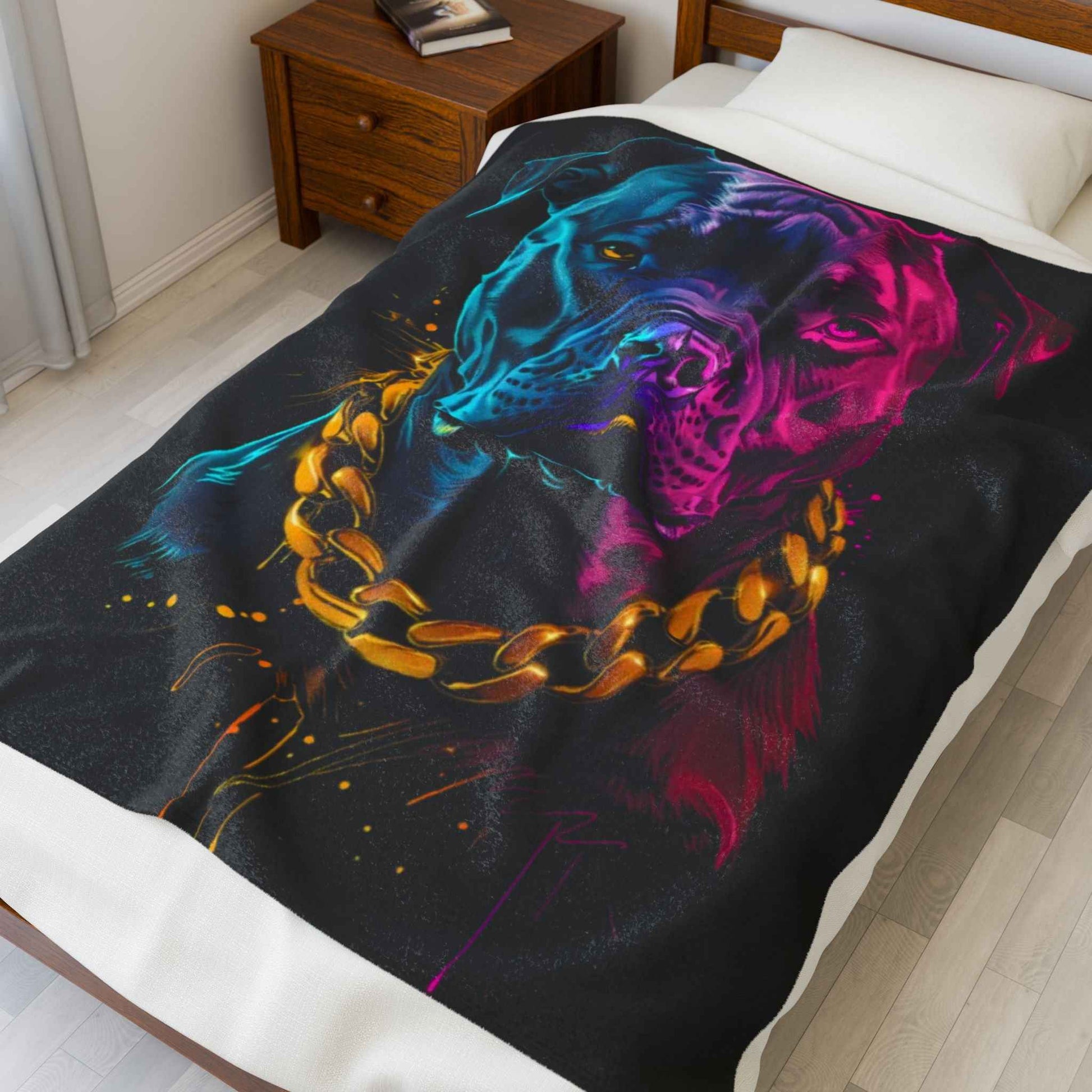 Colorful Dog Art Plush Blanket