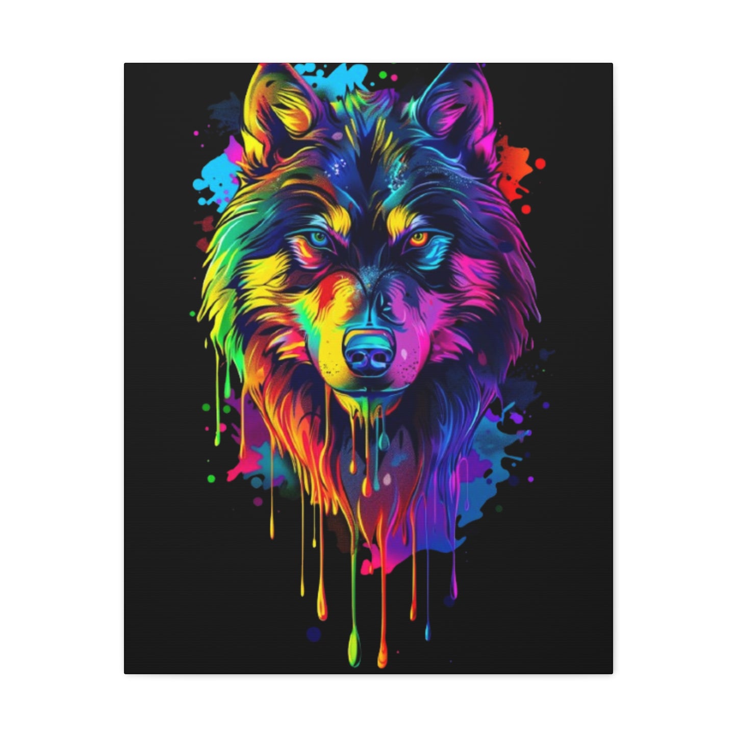 Neon Wolf Canvas Wall Art, Colorful Animal Decor, Home Office Decoration, Unique Gift for Nature Lovers, Modern Art Print, Wildlife [...] - VYBE Shop