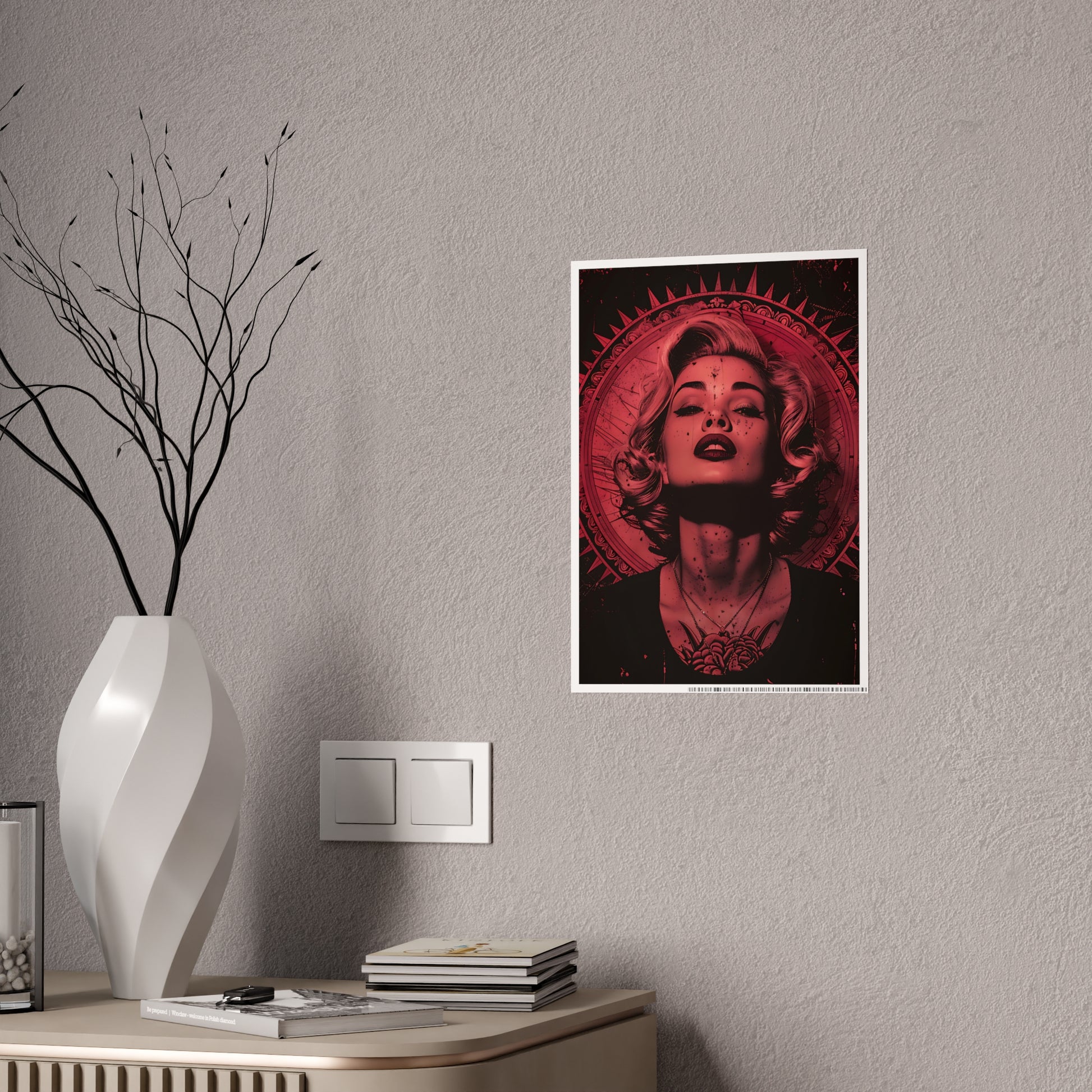 Woman In Red Art Print - Elegant Poster for Stylish Decor - VYBE Shop