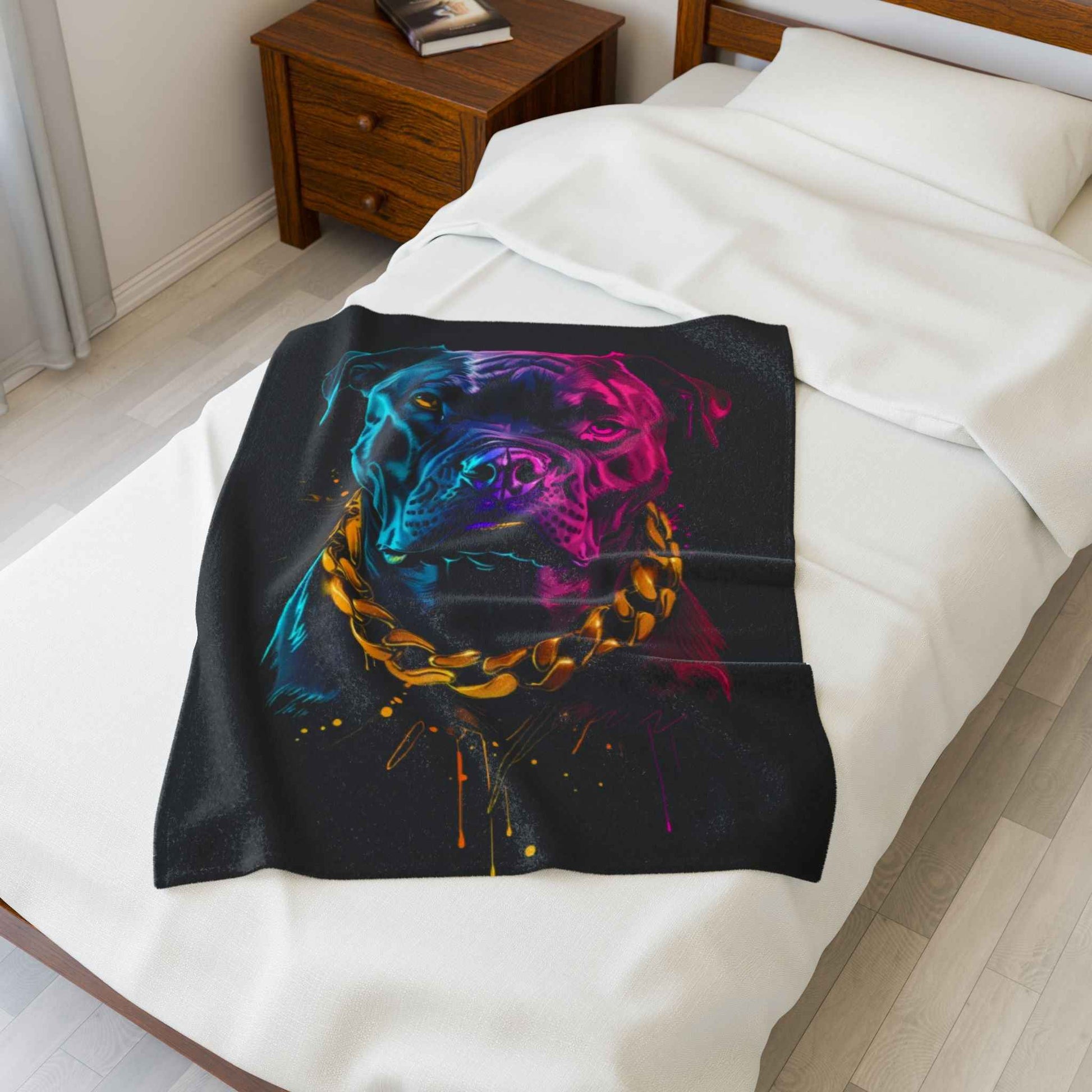 Colorful Dog Art Plush Blanket