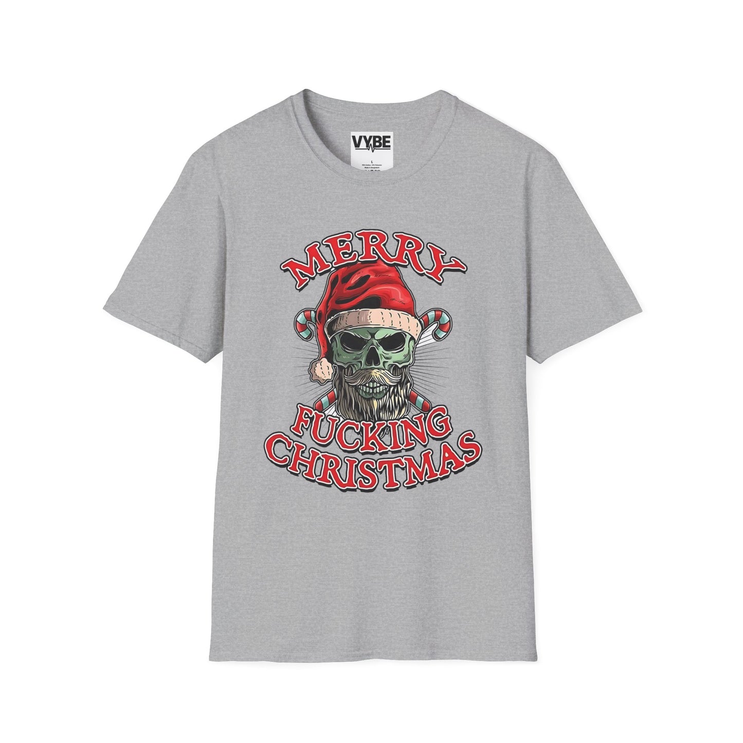 Christmas- Merry F**kin Christmas Skull T-Shirt, Funny Holiday Tee, Unisex Graphic Shirt, Unique Christmas Gift - VYBE Shop