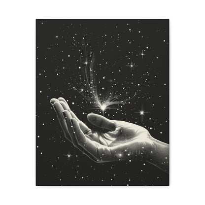 Stretched Canvas Wall Art, Celestial Hand Design, Spiritual Home Decor, Modern Art for Living Room, Gift for Space Lovers - VYBE Shop