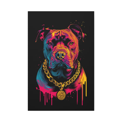 Neon Pitbull Canvas Art, Pet Lover Wall Decor, Modern Home Decor, Unique Gift for Dog Lovers, Vibrant Animal Portrait - VYBE Shop