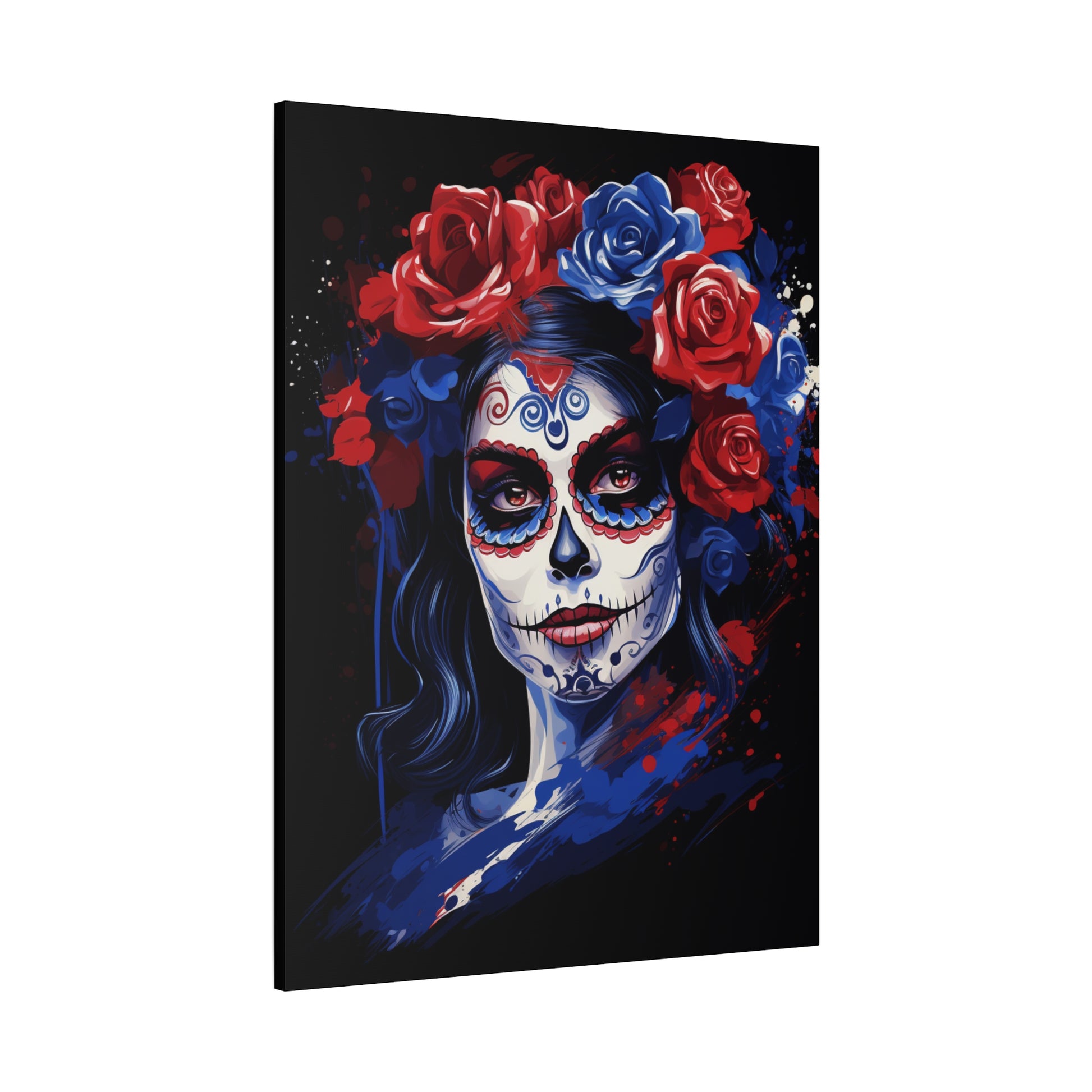 Canvas Art Print, Day of the Dead Decor, Floral Skull Artwork, Gothic Wall Art, Halloween Decoration, Unique Gift Idea, Mexican Tradition - VYBE Shop