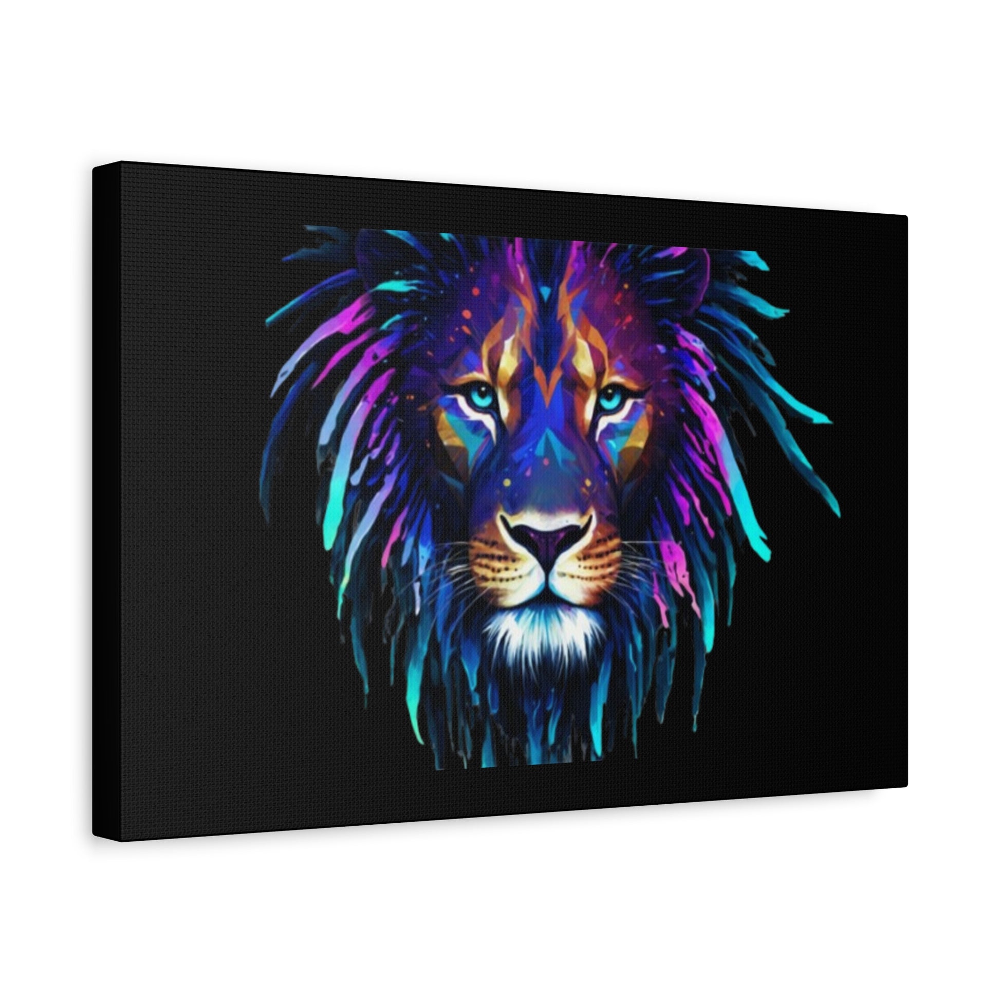 Neon Lion Canvas Wall Art, Colorful Home Decor, Animal Lover Gift, Jungle Theme Room Decoration, Unique Artwork for Living Room, [...] - VYBE Shop