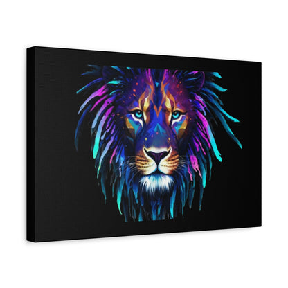 Neon Lion Canvas Wall Art, Colorful Home Decor, Animal Lover Gift, Jungle Theme Room Decoration, Unique Artwork for Living Room, [...] - VYBE Shop