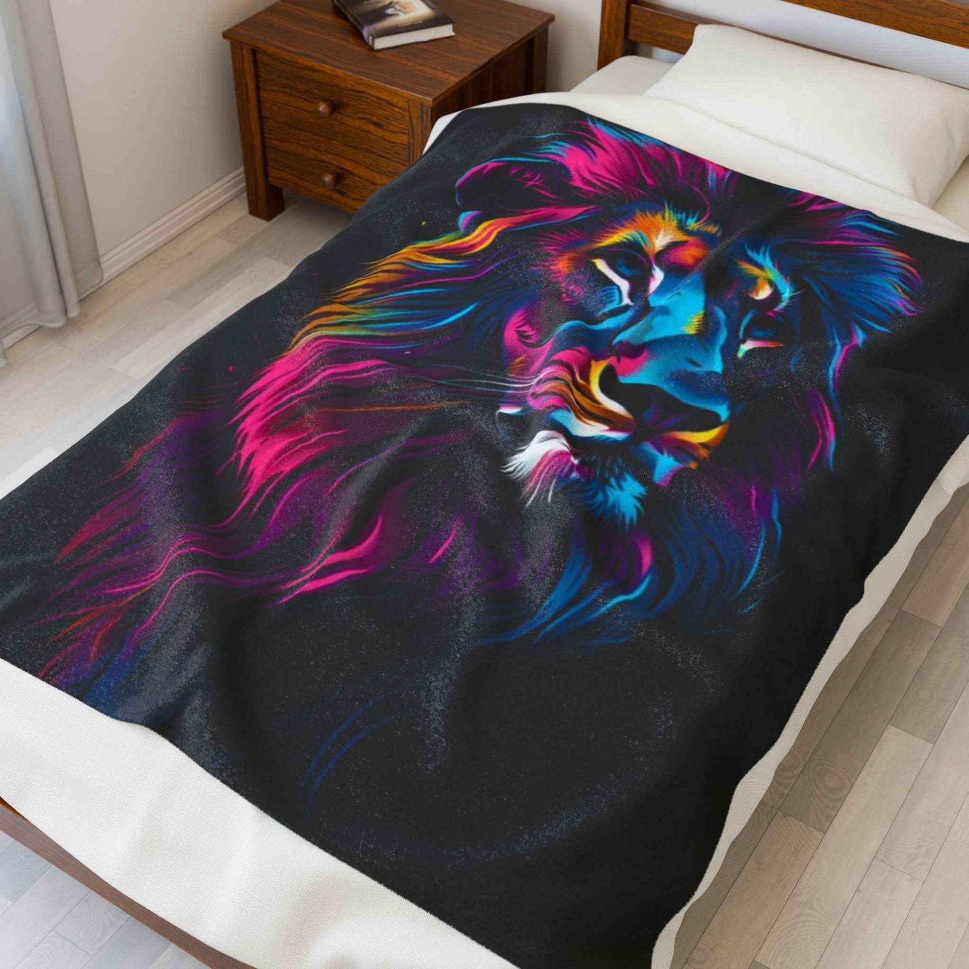 Vibrant Lion Plush Blanket