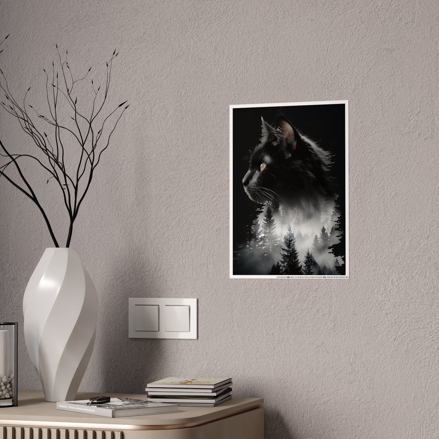 Cat Black Cat Forest Gloss Poster - Black Cat Wall Art for Cat Lovers, Nature Decor, Animal Print for Home, Ideal Gift for Pet Owners - VYBE Shop