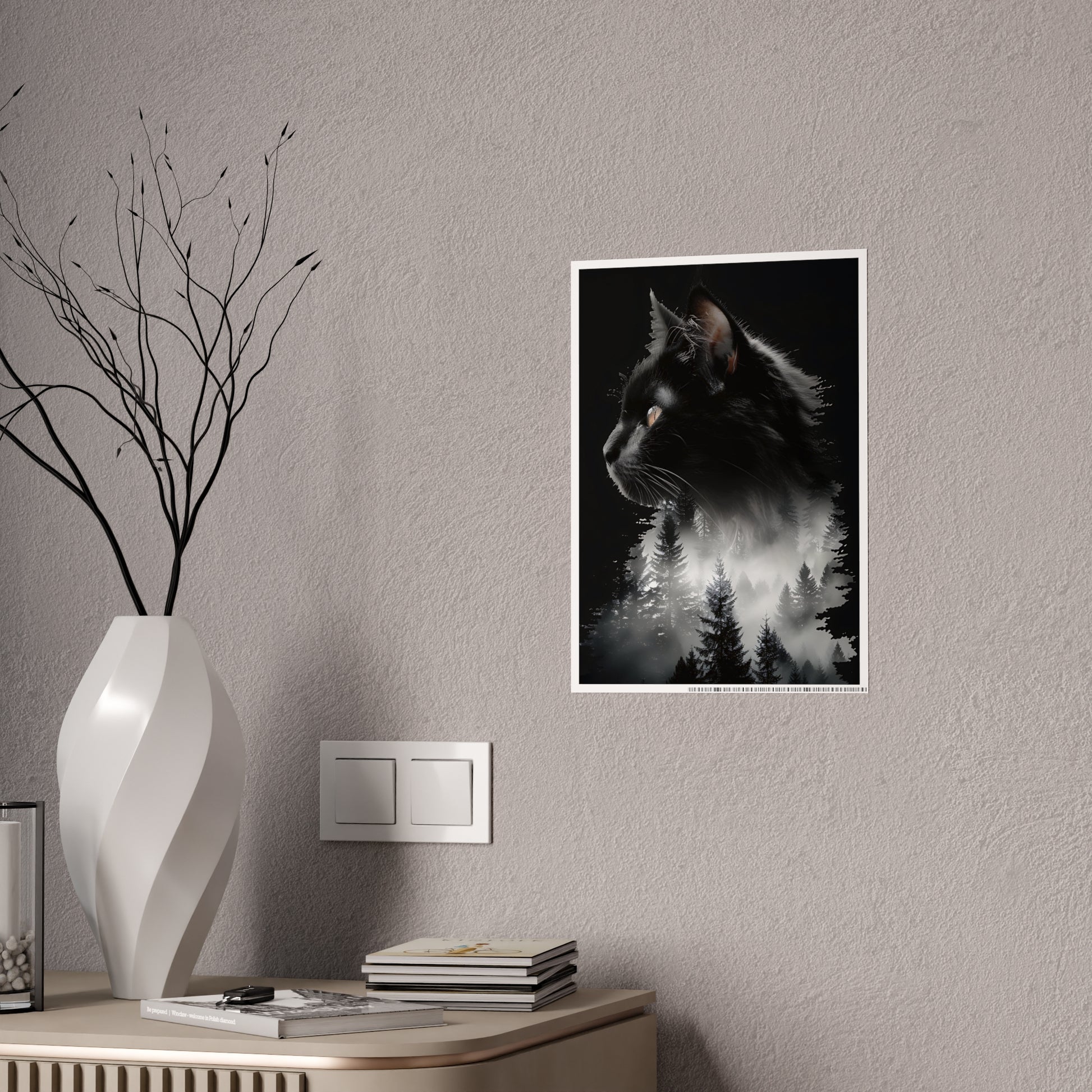 Cat Black Cat Forest Gloss Poster - Black Cat Wall Art for Cat Lovers, Nature Decor, Animal Print for Home, Ideal Gift for Pet Owners - VYBE Shop