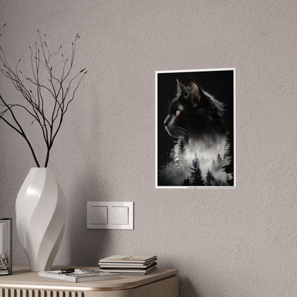 Cat Black Cat Forest Gloss Poster - Black Cat Wall Art for Cat Lovers, Nature Decor, Animal Print for Home, Ideal Gift for Pet Owners - VYBE Shop