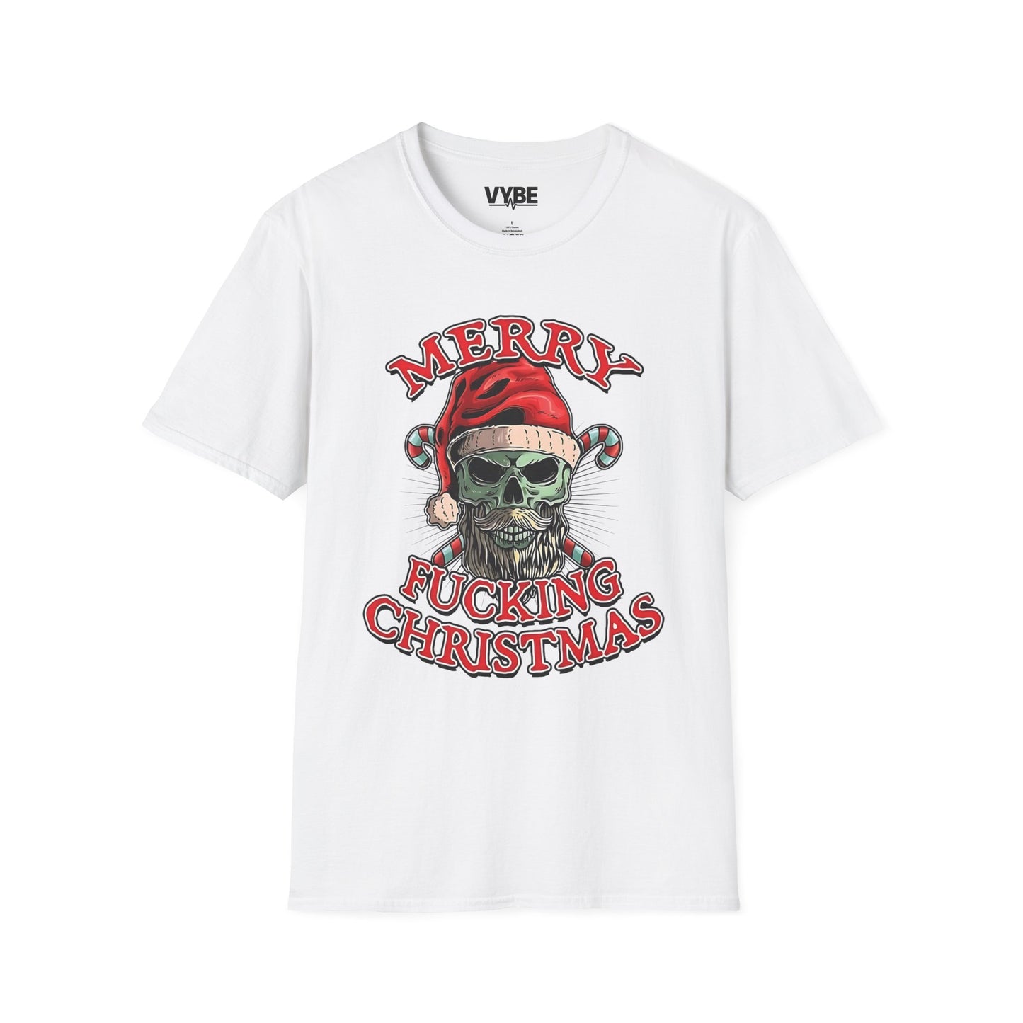 Christmas- Merry F**kin Christmas Skull T-Shirt, Funny Holiday Tee, Unisex Graphic Shirt, Unique Christmas Gift - VYBE Shop