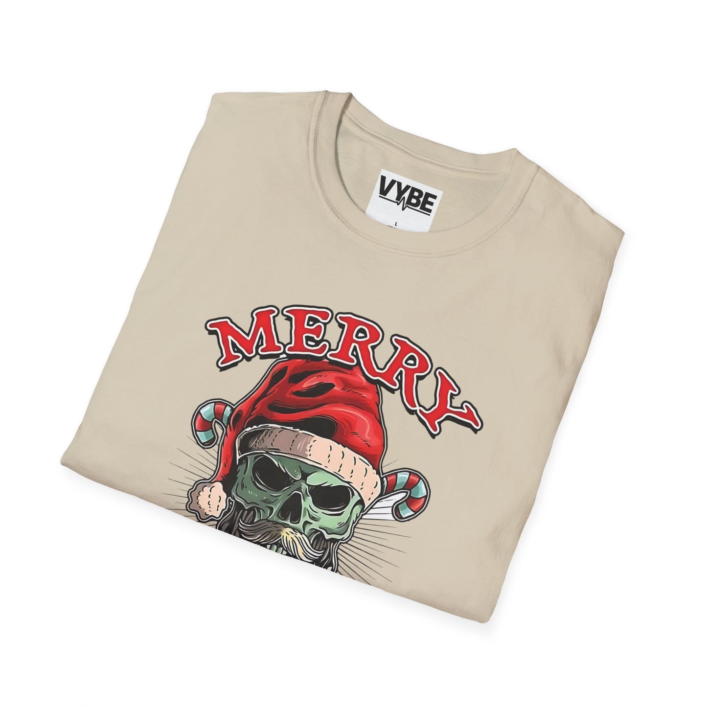 Christmas- Merry F**kin Christmas Skull T-Shirt, Funny Holiday Tee, Unisex Graphic Shirt, Unique Christmas Gift - VYBE Shop