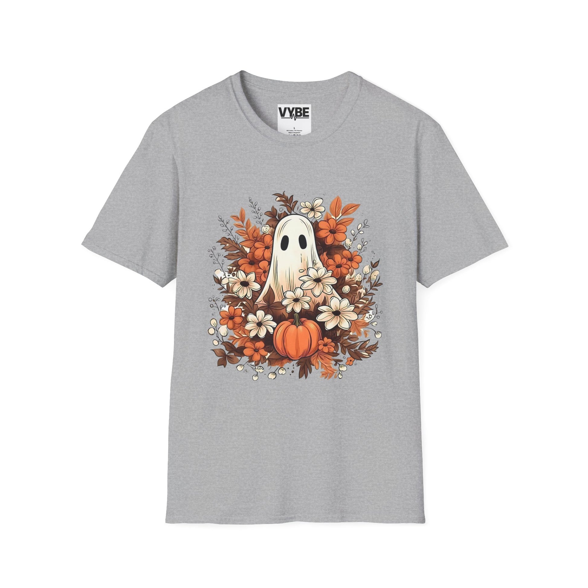 Fall- Ghost Unisex T-Shirt, Fall Apparel, Halloween Tee, Cute Pumpkin Shirt, Cozy Fall Fashion, Gift Idea for Halloween Lovers - VYBE Shop