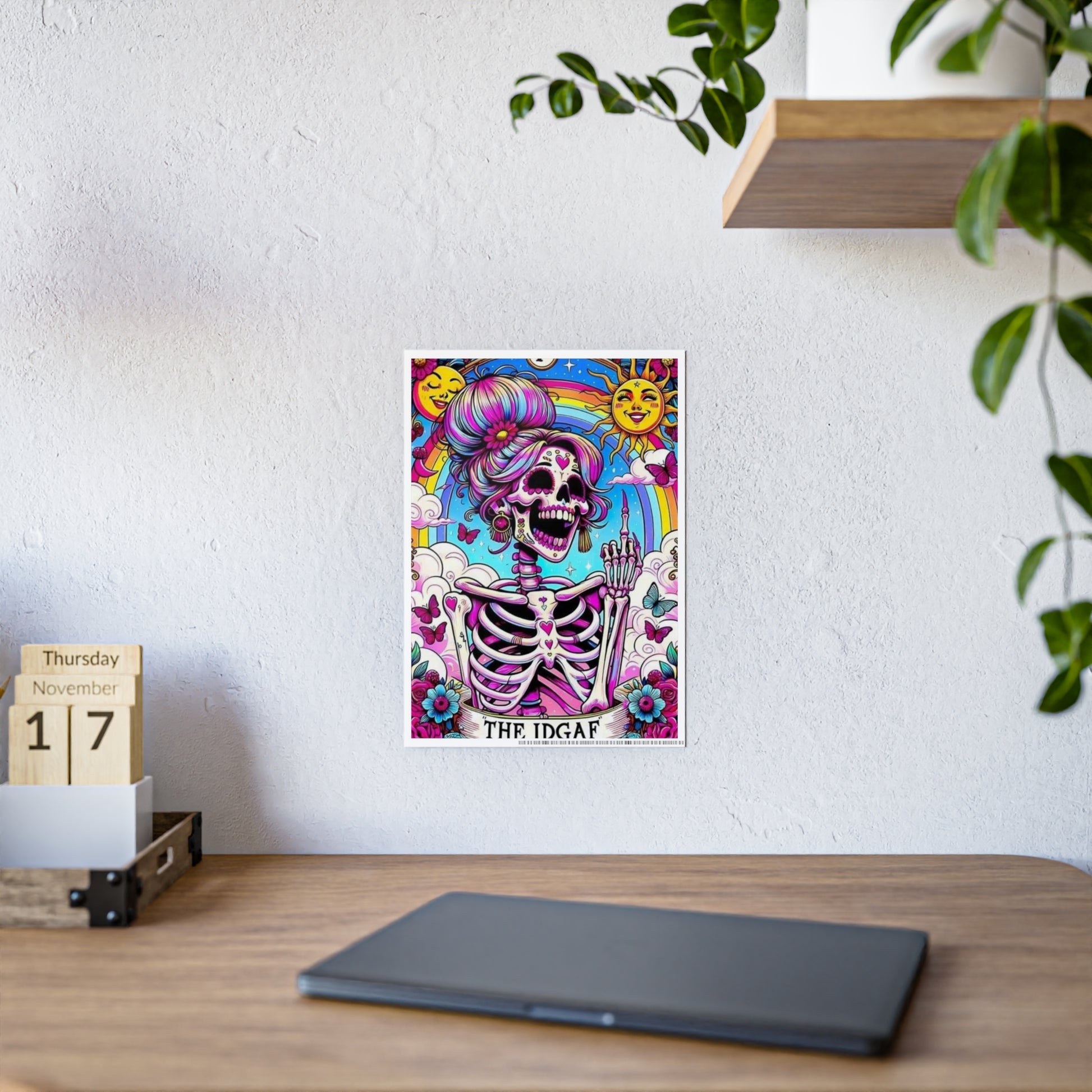 Idgaf Skeleton Wall Poster, Tarot - VYBE Shop