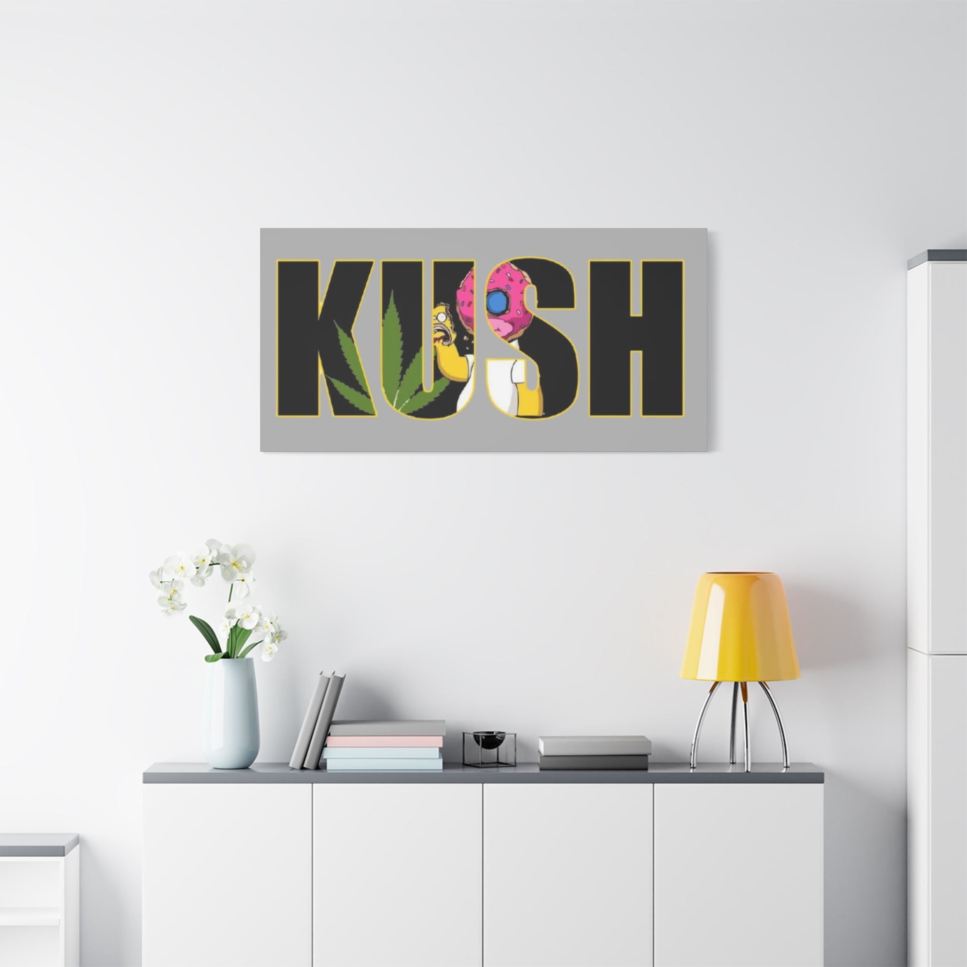 Colorful Cannabis KUSH Wall Art, Stretched Canvas Print, Unique Home Decor, Gift for Smokers, KUSH Design - VYBE Shop