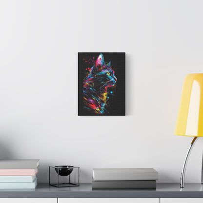 Neon Cat Design Matte Canvas Framed Print - VYBE Shop