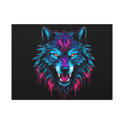 Neon Wolf Canvas Art, Colorful Wolf Wall Decor, Animal Lover Gift, Bold Home Decoration, Unique Art Print - VYBE Shop