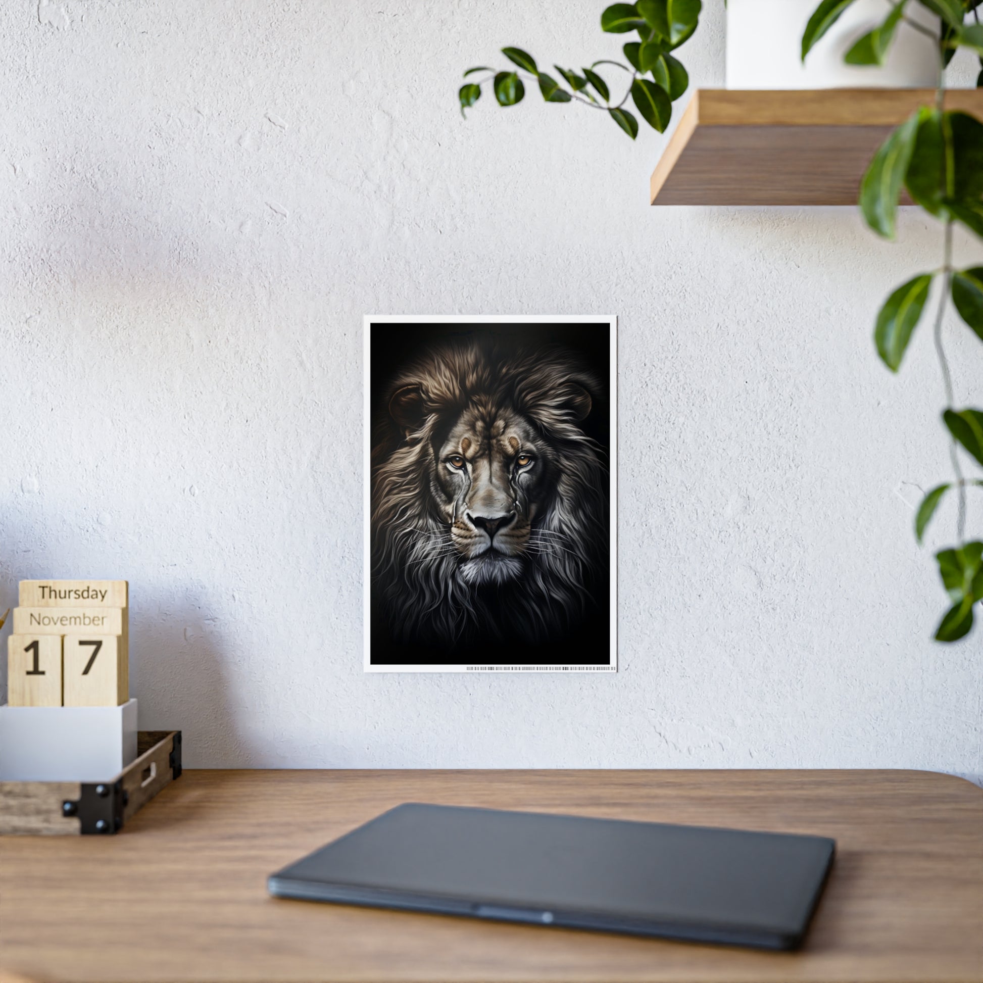 Lion Majestic Lion Wall Art, Animal Gloss Poster, Home Decor Gift for Wildlife Lovers, Office Wall Hanging - VYBE Shop