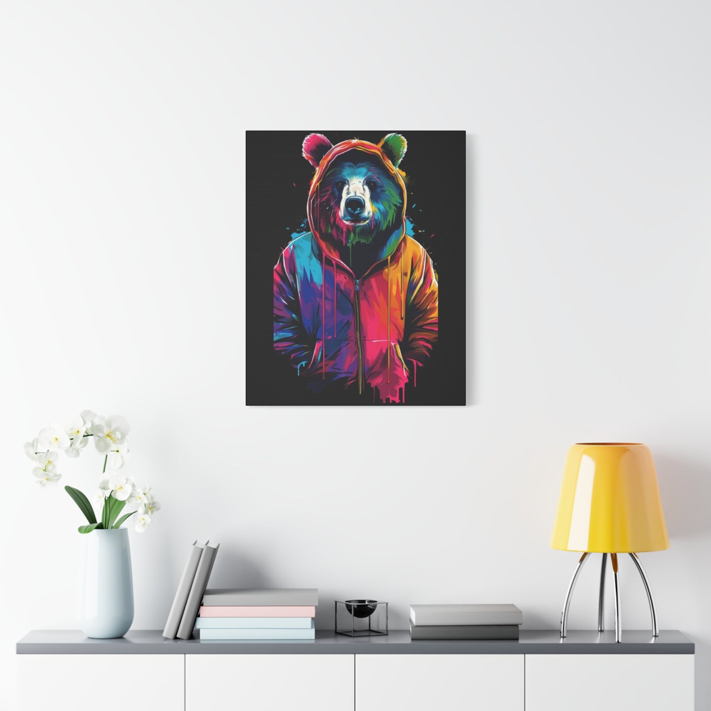 Vibrant Bear Canvas Art, Colorful Wall Decor, Modern Animal Painting, Home Aesthetic, Unique Gift Idea, Wildlife Lover Decor - VYBE Shop