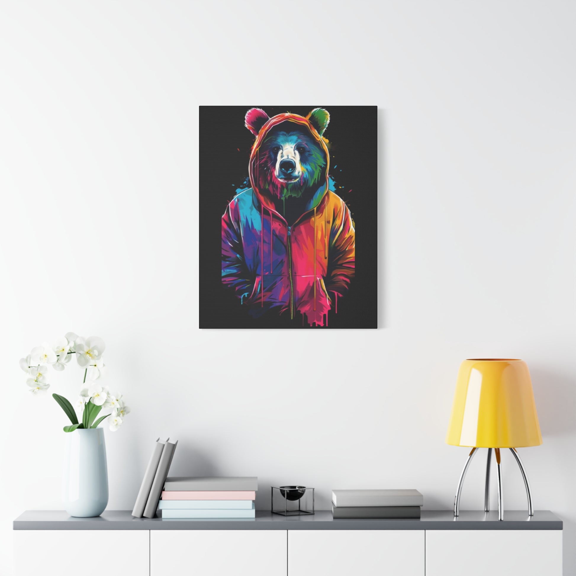 Vibrant Bear Canvas Art, Colorful Wall Decor, Modern Animal Painting, Home Aesthetic, Unique Gift Idea, Wildlife Lover Decor - VYBE Shop