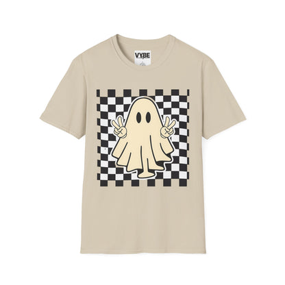 Halloween- Playful Ghost Graphic T-Shirt, Trendy Tee for Halloween, Casual Wear, Unisex Shirt, Gift for Friends - VYBE Shop
