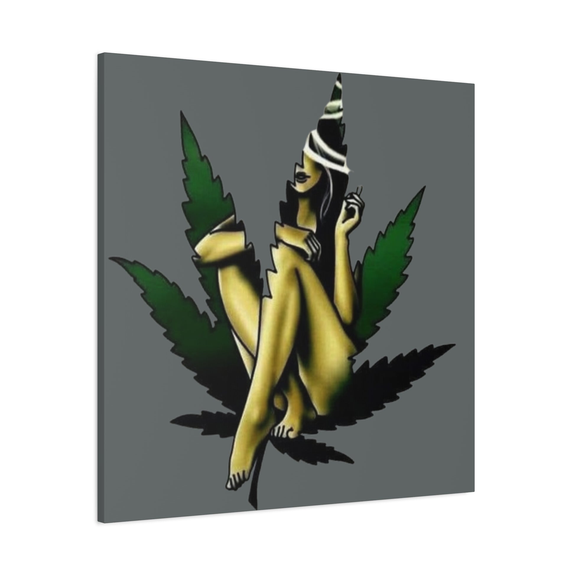 Artistic Cannabis Wall Canvas, Stretched Wall Art, Home Decor, Unique Gift, Bohemian Vibe, Chill Atmosphere - VYBE Shop