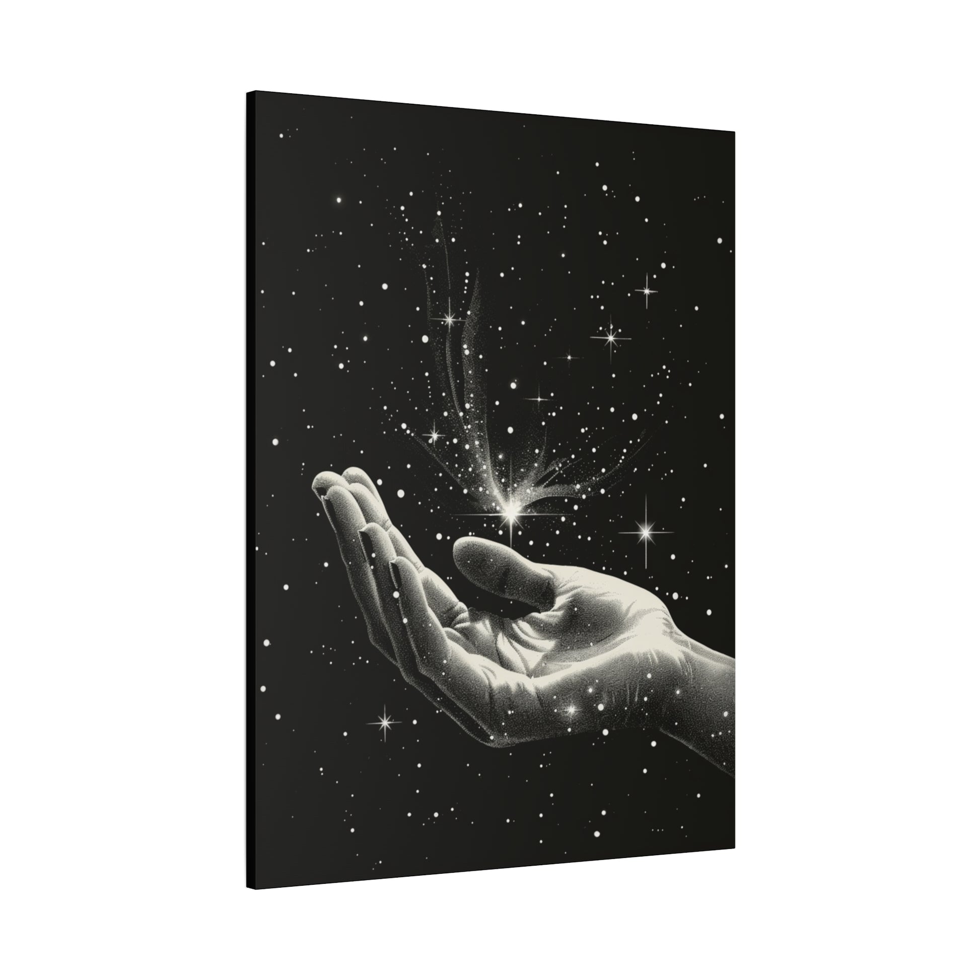 Stretched Canvas Wall Art, Celestial Hand Design, Spiritual Home Decor, Modern Art for Living Room, Gift for Space Lovers - VYBE Shop