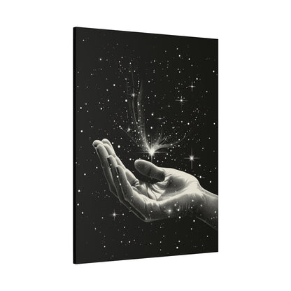Stretched Canvas Wall Art, Celestial Hand Design, Spiritual Home Decor, Modern Art for Living Room, Gift for Space Lovers - VYBE Shop