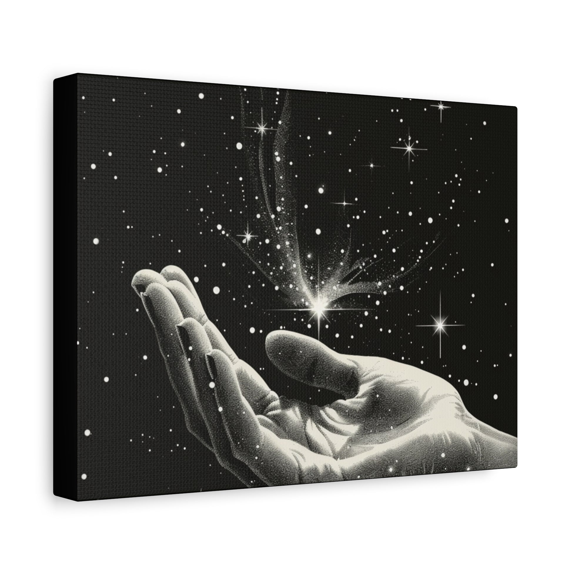 Stretched Canvas Wall Art, Celestial Hand Design, Spiritual Home Decor, Modern Art for Living Room, Gift for Space Lovers - VYBE Shop