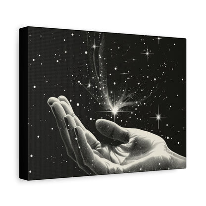 Stretched Canvas Wall Art, Celestial Hand Design, Spiritual Home Decor, Modern Art for Living Room, Gift for Space Lovers - VYBE Shop